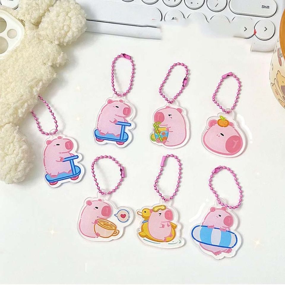 Capybara Pink Capybara Acrylic Keychain Creative Cute Capibara Bag Hanging Funny Acrylic Kapibara Pendant Bag Hanging