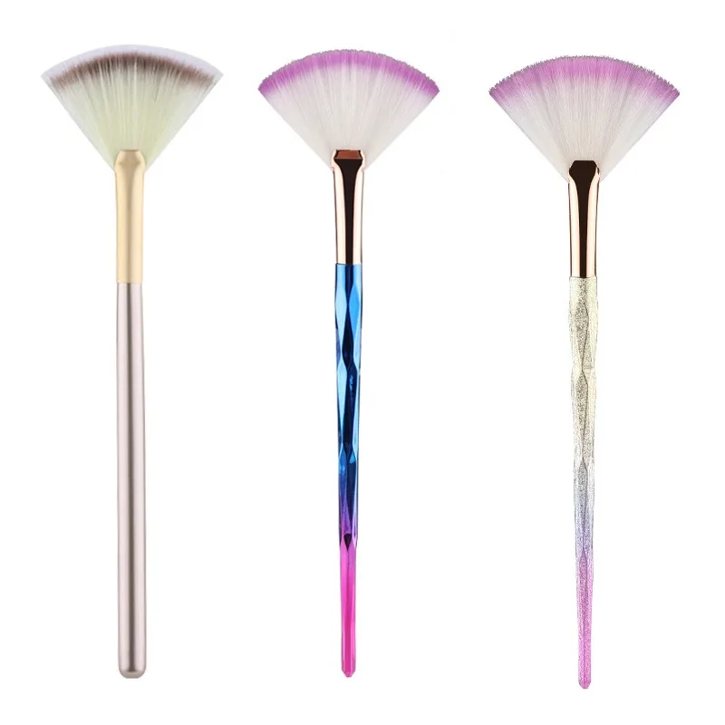 3Pcs Wooden Handle Fan Brushes Soft Facial Brushes Makeup Brush Cosmetic Applicator Tools Soft Fiber for Glycolic Peel Mask