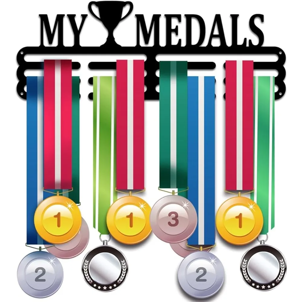 

Medal Holder Display My Medals Medal Hanger Award Ribbon Hanger 3 Lines Medal Rack Cheer Gymnastics Sport Award Rack Wall Mount