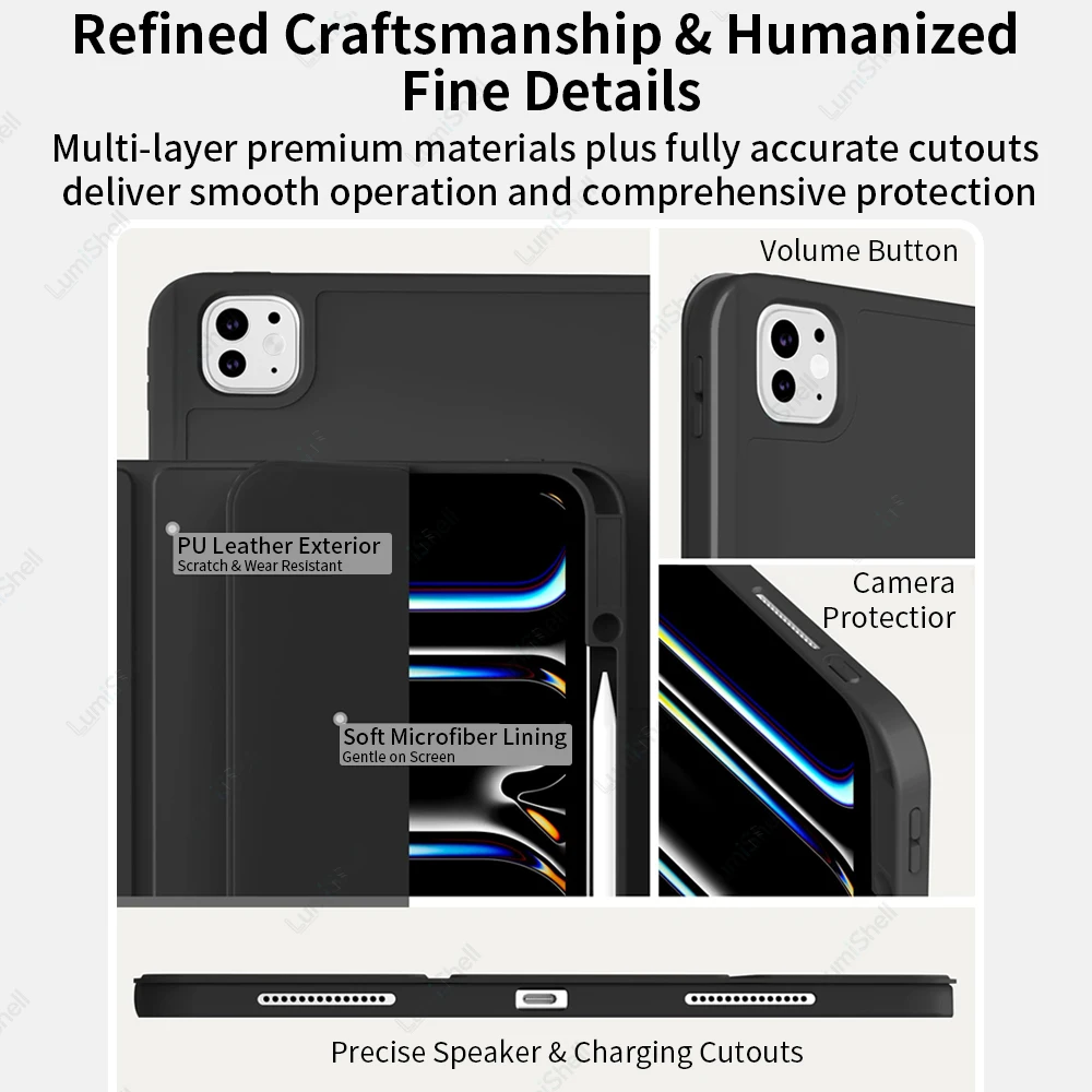 Premium 13-Inch iPad Pro Case with Pencil Holder and Trifold Stand