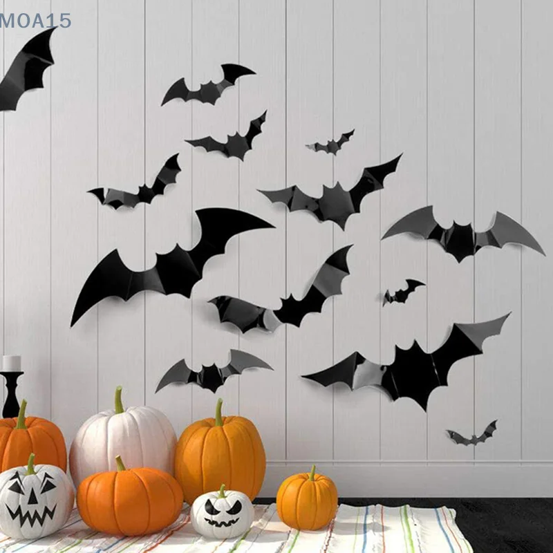 Halloween Decoration Black PVC Bat Halloween Party DIY Decor Bar Room Party Scary Decos Props Wall Sticker