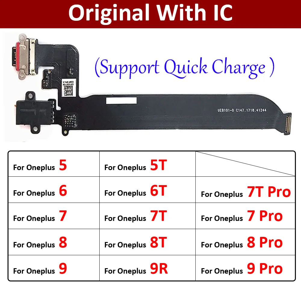 

Original For Oneplus 5 A5000 5T A5010 6 6T 7 7T 8 8T 9 Pro 9R USB Charging Port Dock Charger Plug Connector Board Flex Cable