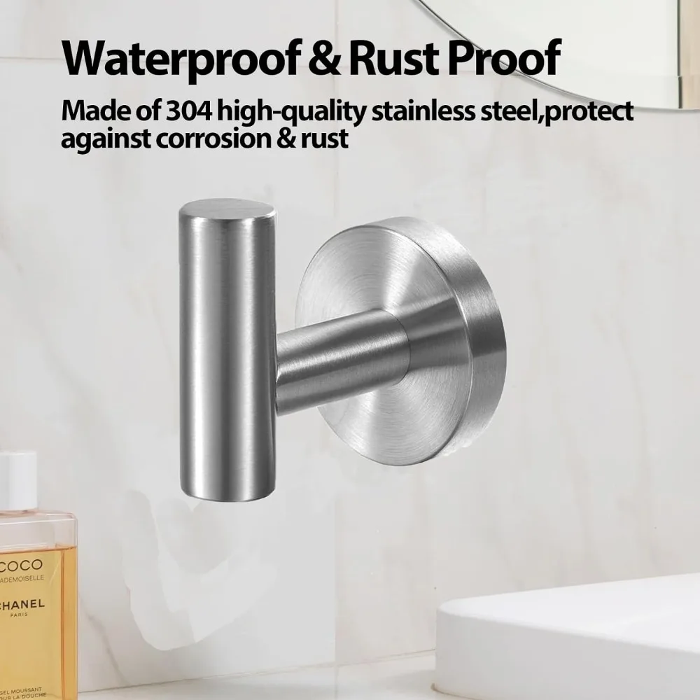 Towel Hooks Garment Hooks Bath Towel Hooks SUS 304 Stainless Steel Storage Holder Hook Heavy Duty Coat Hanger Bathroom Livingroom Wall Mounted Wall Hook