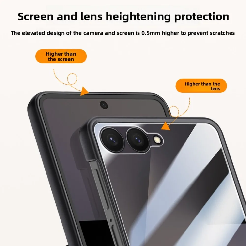 Premium PU Leather Hinge Phone Case with Built-in Screen Protector - Shockproof Protective Cover