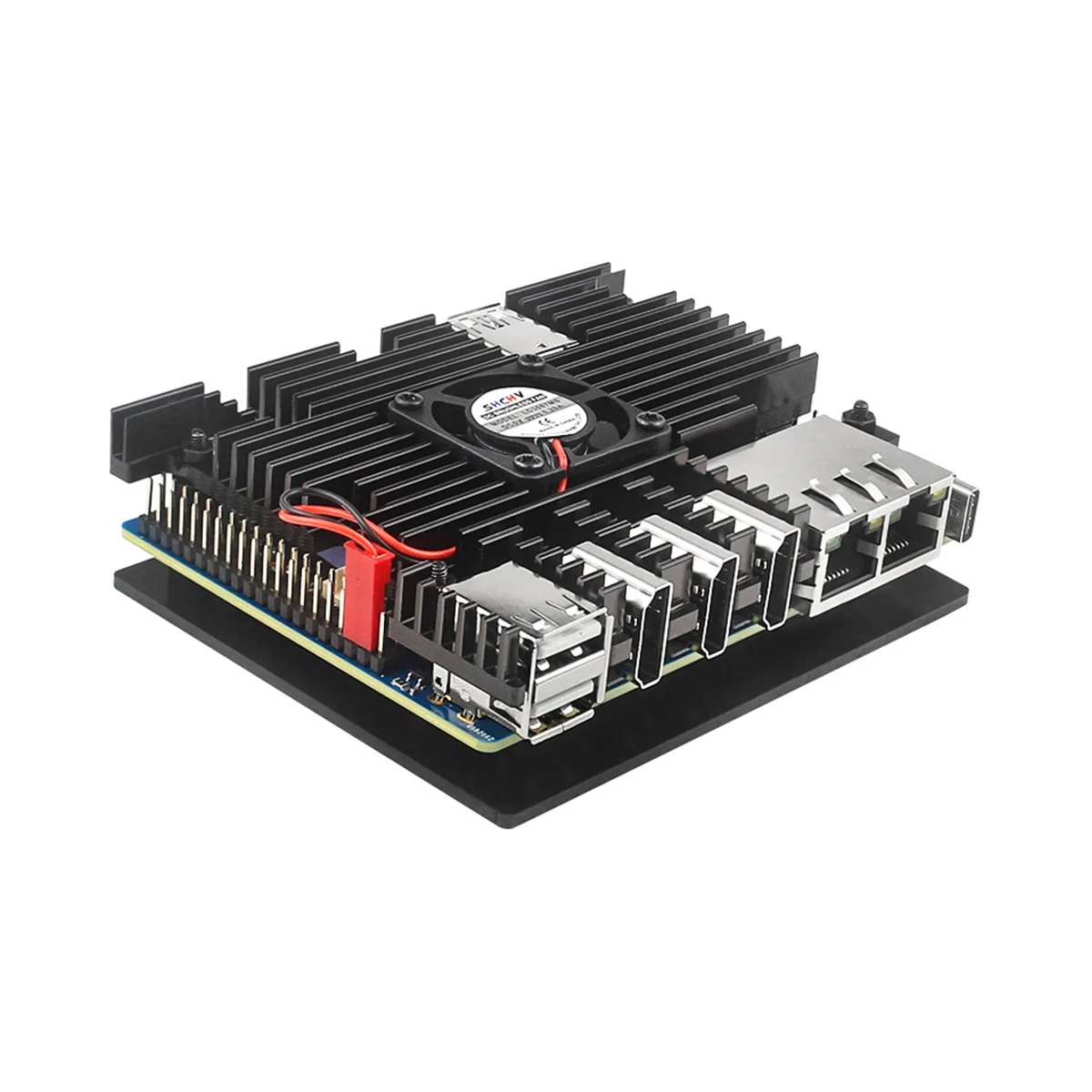 For Orange Pi 5 Plus Aluminum Case Active Passive Metal Cooling Radiator with Cooling Fan Heatsinks Metal Shell