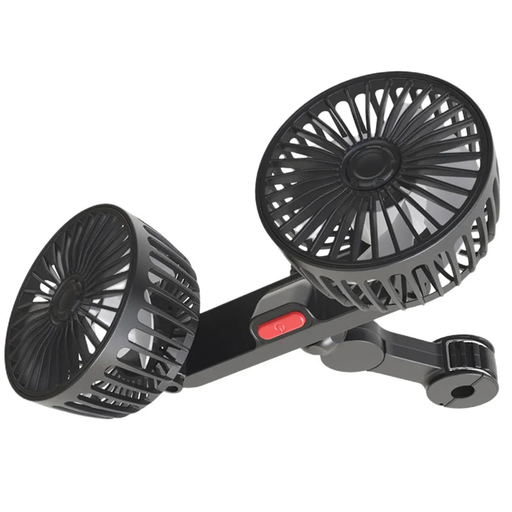 3-speed Car Seat Back Cooling Fan USB Charge Dual Head Fan 360 Degree Rotation Neck Cooler For Vehicle SUV For Auto Sedan 12/24V
