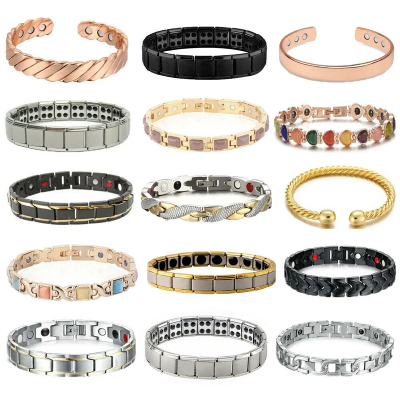JewelryWe Pulsera Magnética De Tungsteno Con Cuentas De Terapia Magnética Para Hombre Y Mujer, Color Oro Rosa