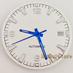 Black and White Watch Dial with Green Luminous Markers, 31mm (White Blue)