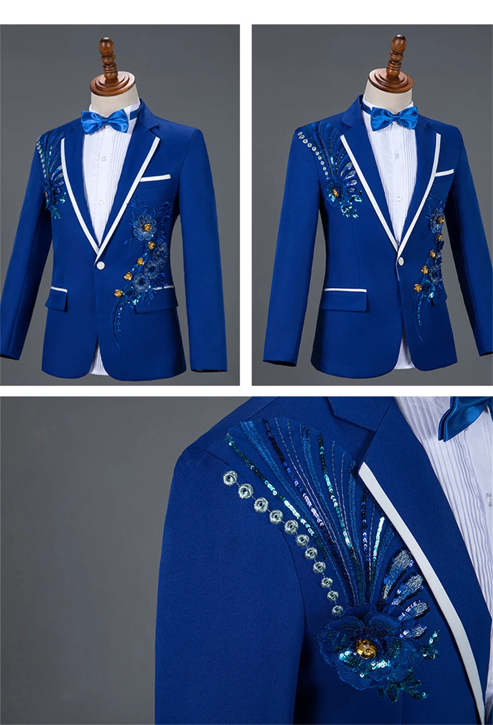 Luxury Male Suit 2023 New in Royal Sequin Embroidery One Button Peak Lapel Suit Formal Men's Wedding Groom Tuxedo Suits Pants