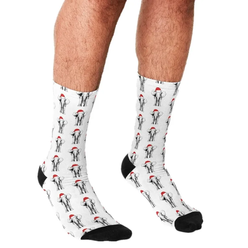 

Носки мужские рождественские с изображением слона, Санта сафари, Праздничные Носки с изображением животных в стиле Харадзюку, новинка, милые короткие носки для мальчиков в стиле хип-хоп