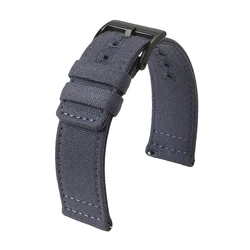 Quick Release Nylon Canvas Watch Strap with Brushed Buckle - Multiple Sizes Available - 22mm (Navy blue bk buckle)
