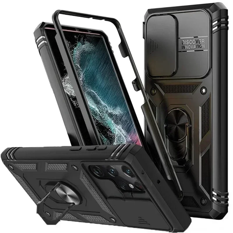 Heavy Duty Shockproof Case with 360° Rotating Kickstand and Camera Protection