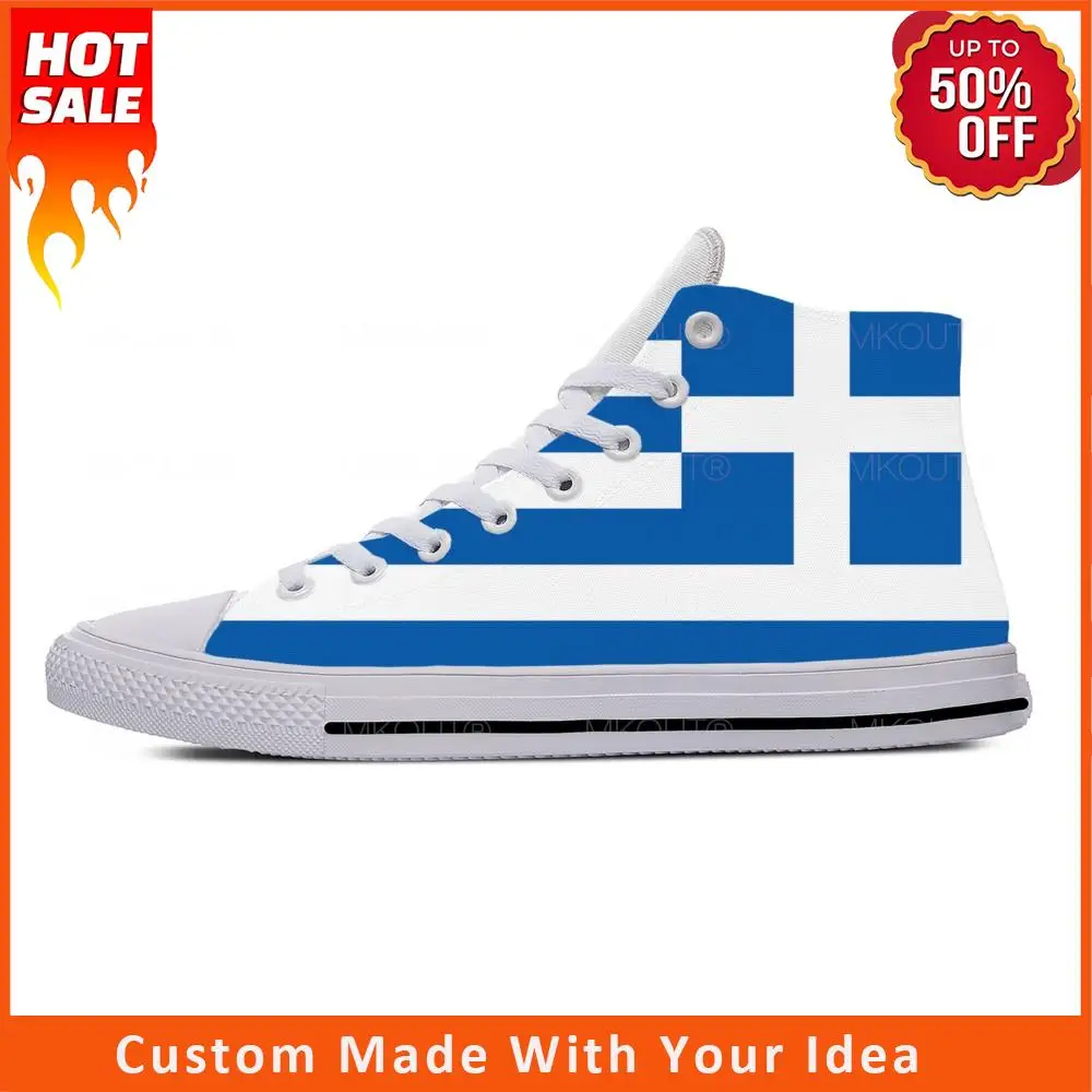 

Greece Flag High Top Sneakers Mens Womens Teenager Casual Shoes Canvas Running Shoes 3D Printed Breathable Lightweight shoe