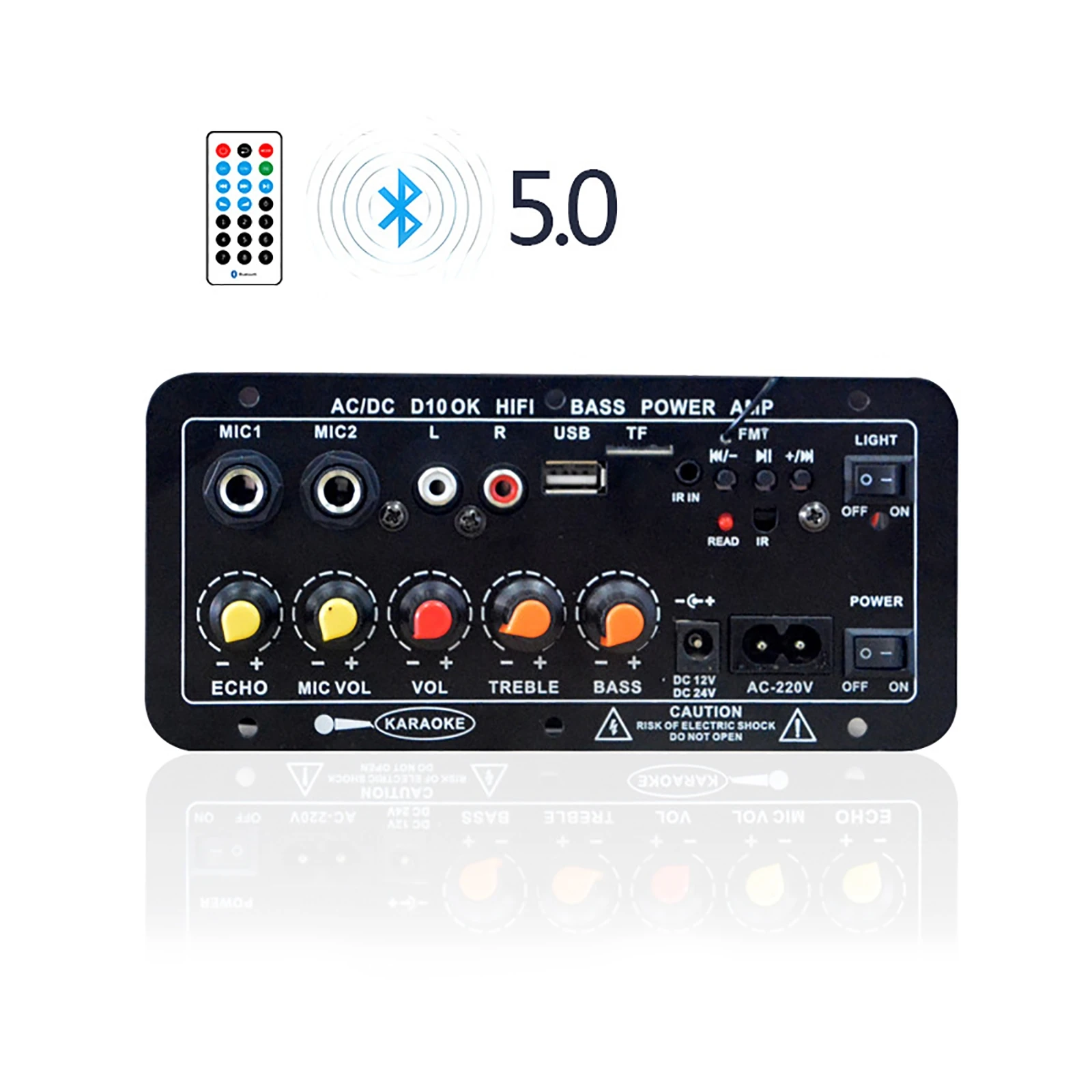 

Digital bluetooth Stereo Amplifier Board Subwoofer Dual Microphone Karaoke Amplifiers AC220V 12V 24V Microphone Amplifier Module