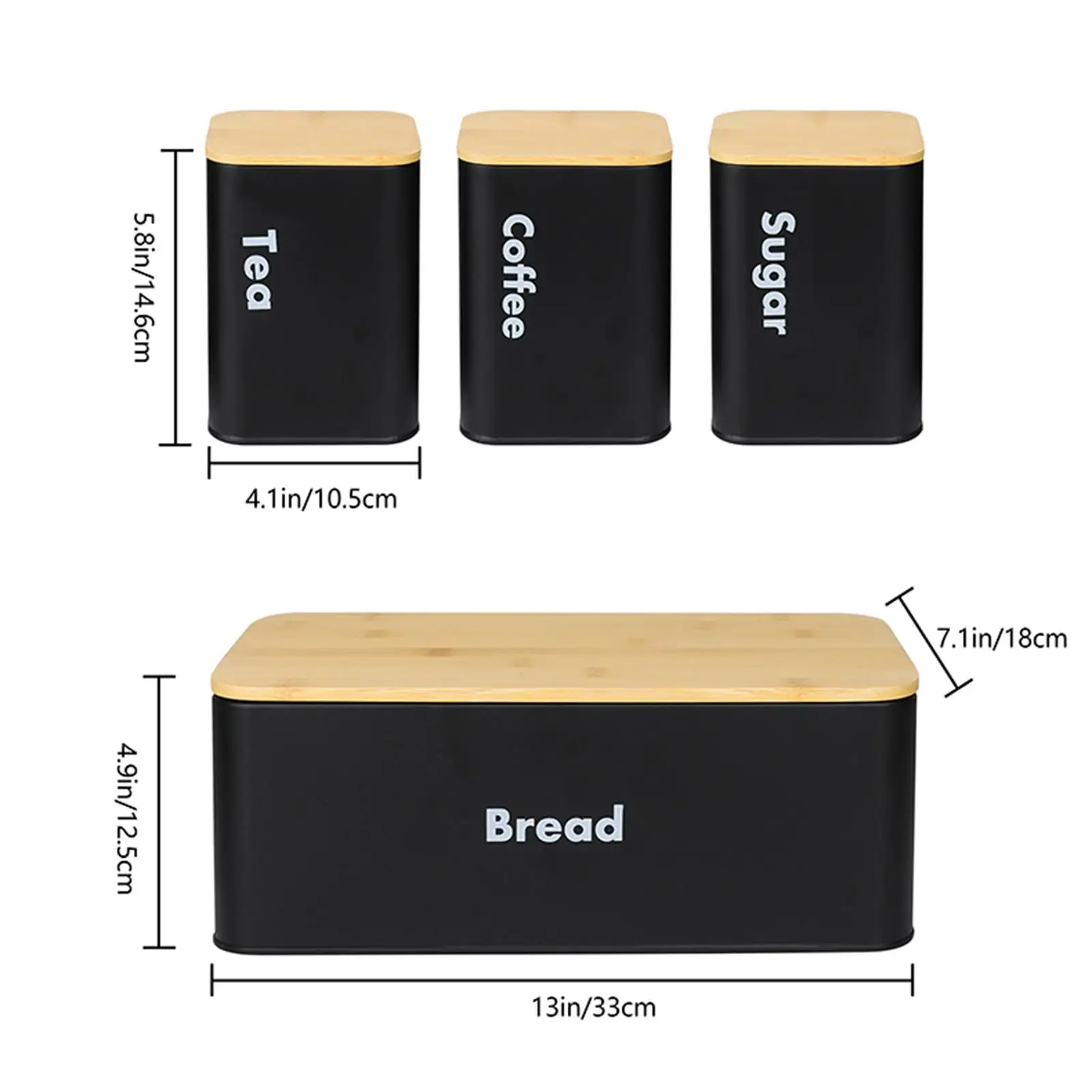 Kitchen Canisters Set with Lid Cover Portable Practical Rustic Metal Bread Box