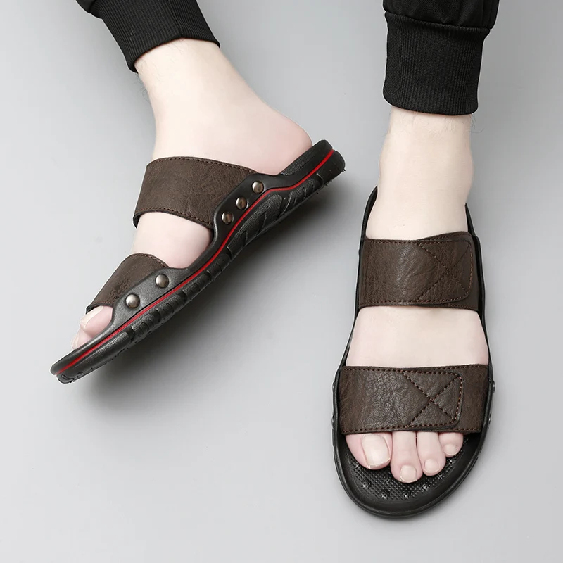 Mens Slip on Non-Slip Beach Casual Wear Half Drag Comfortable Lightweight Sandals Slippers