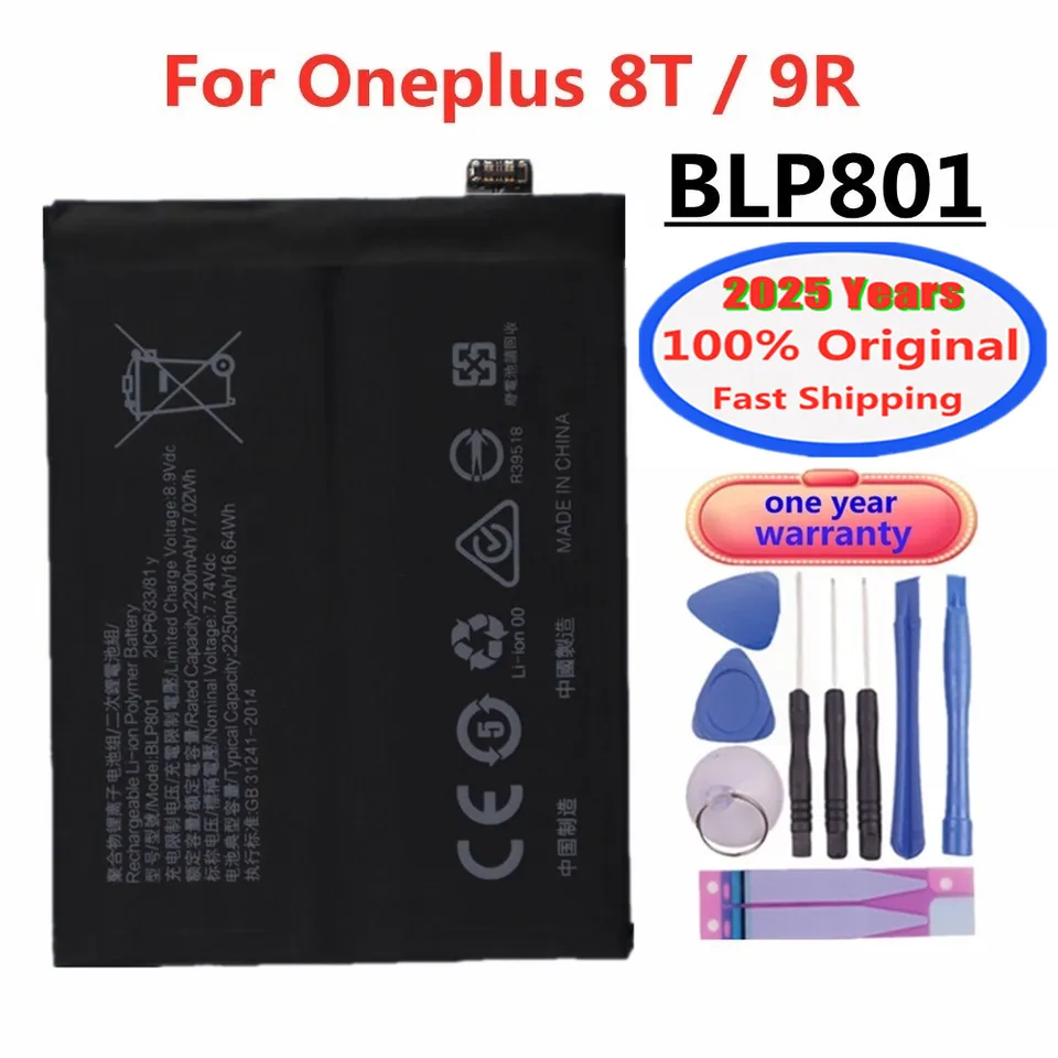 2025 Years 100% Original Battery BLP801 For OPPO OnePlus 8T 9R One