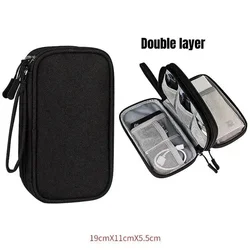Waterproof Travel Organizer for Cables and Chargers - Portable Multi - Layer Storage Bag (Black Double layer)