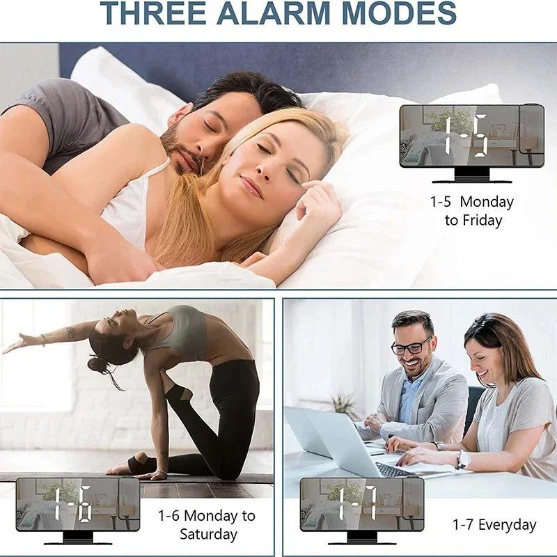 LED Digital Alarm Clock Projection Clock Projector Ceiling with Time Temperature Display Backlight Snooze for Home digital alarm clock