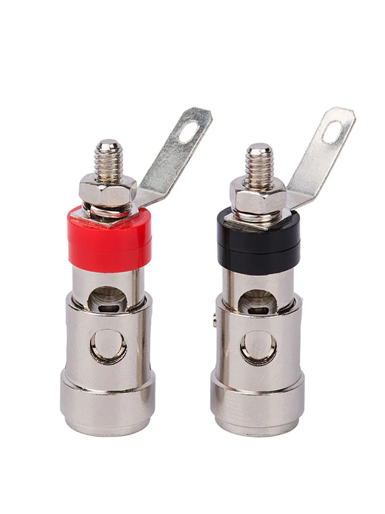 

2pcs/Pair Brass Terminal Speaker Binding Post Spring Loaded Press Self Locking Red+ Black Audio Terminal Banana Socket Plated