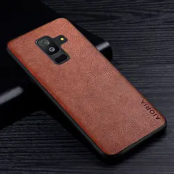Premium Retro Litchi Pattern Leather Phone Case - A8 Plus 2018 Edition for A8 Plus 2018 (A730) (Brown)