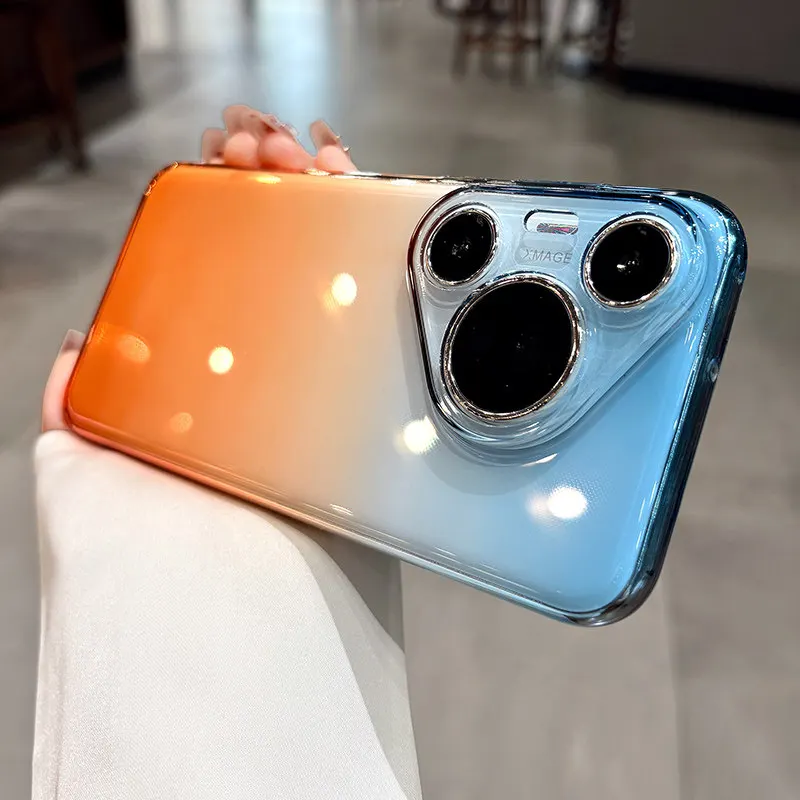 Luxury Slim Gradient Transparent Phone Case with Camera Protection & Shockproof Cover