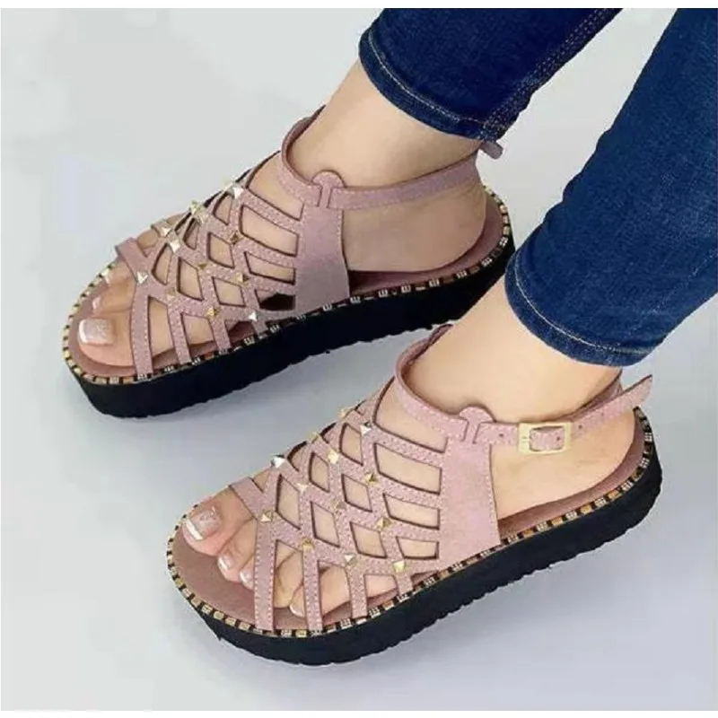 Sandals for women 2024 summer Korean fashion Bosimi non-slip flat sandals casual rhinestone student women's shoes
