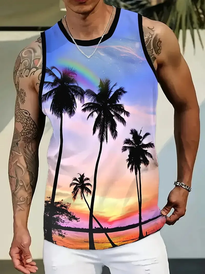 Men's Tropical Sunset Tank Top View 2