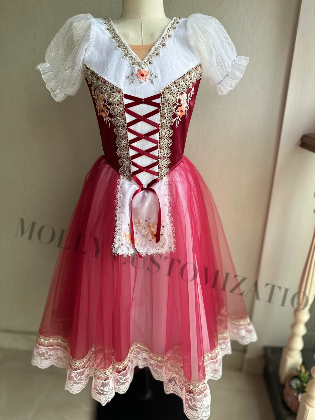 2024 neuestes grünes romantisches Ballettkleid für Erwachsene und Kinder, hochwertige maßgeschneiderte Ballettkleidung für Aufführungen und Wettbewerbe. – Detail 7