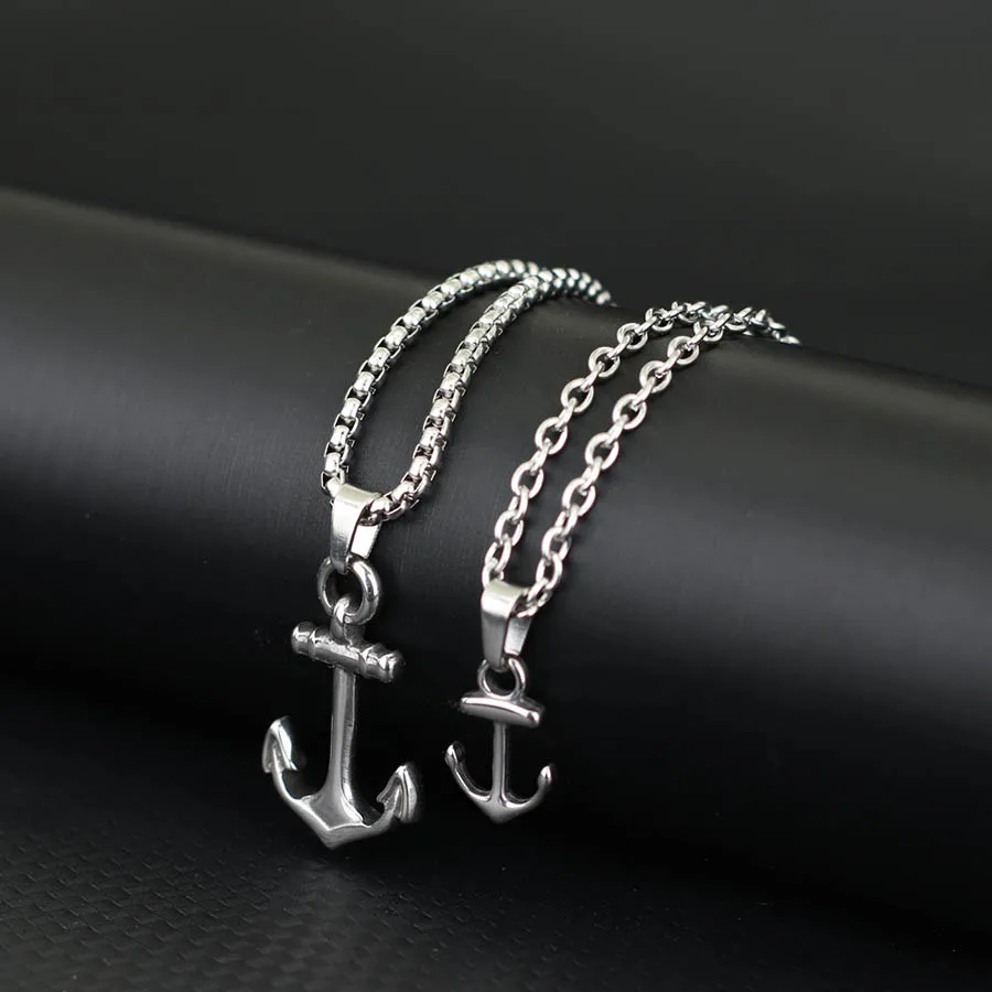 Stainless Steel Anchor Pendant Necklace for Men