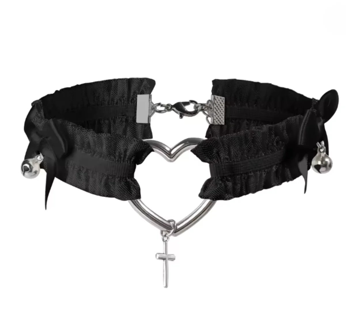 Elastic Garters Adjustable Elastic Garters Choker Leg Straps Bow & Hollow Heart Cross Charm Punk Cosplay BDSM Sexy Lace Accessories