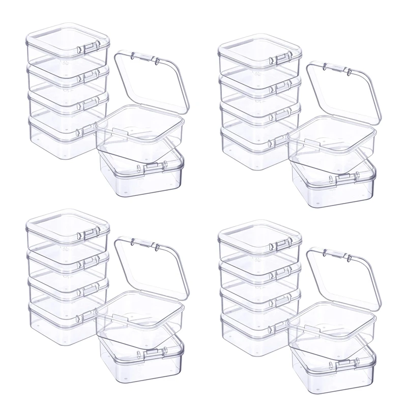 24 Pieces Mini Plastic Clear Storage Box For Collecting Small Items, Beads, Jewelry, Business Cards business card holder organizer name stand plastic desk shelf cards leaflet clear