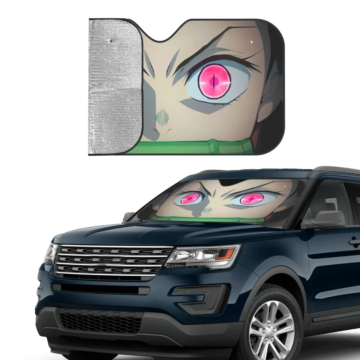 Kamado Nezuko Demon Slayer Sunshade Windscreen Personality Car Front Window Visor 70x130cm Sun Visor Ice Shield Dust Protection