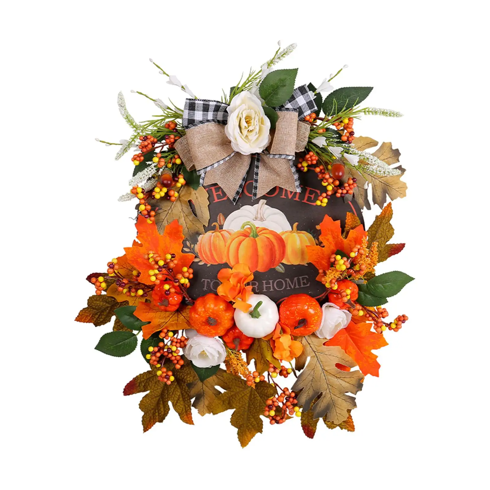 Harvest Fall Wreath Pumpkin Decorative Hanger Thanksgiving Wreath Front Door