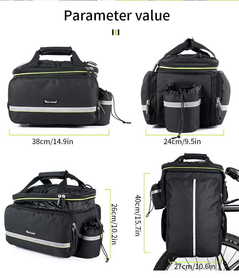 WEST BIKING MTB Wasserdichte Fahrradtasche, doppelseitig, 20-35L, große Kapazität, 3-in-1-Hecktasche, Mountainbike-Gepäckträgertasche – Detail 2