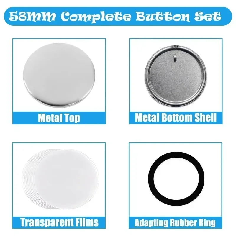 100PCS Keychain Badge Making Consumables For Badge Making Machine 100 Sets Plastic or Tinplate 58mm/44mm For Craft Press