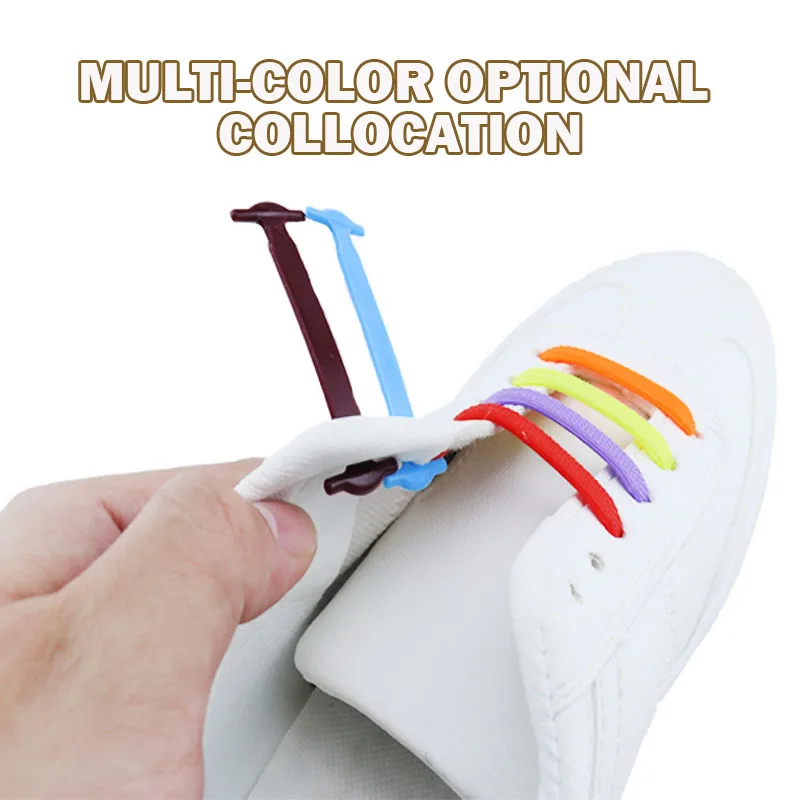 

Silicone Shoelaces No Tie Shoelaces 16pcs/Lot 12 Colors Elastic Lace Shoelace Creative Lazy Silicone Laces Rubber Lace