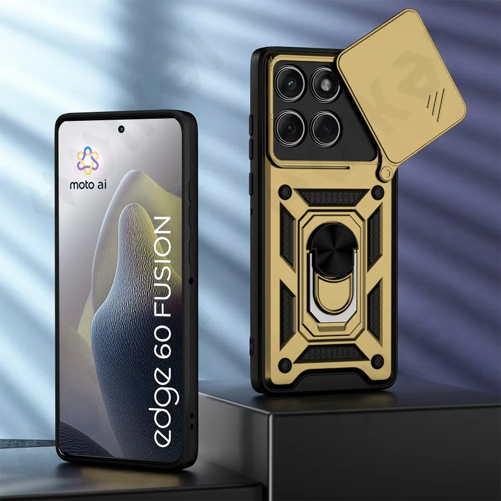 Versatile Motorola Phone Case with Camera Lens Cover and 360° Ring Stand