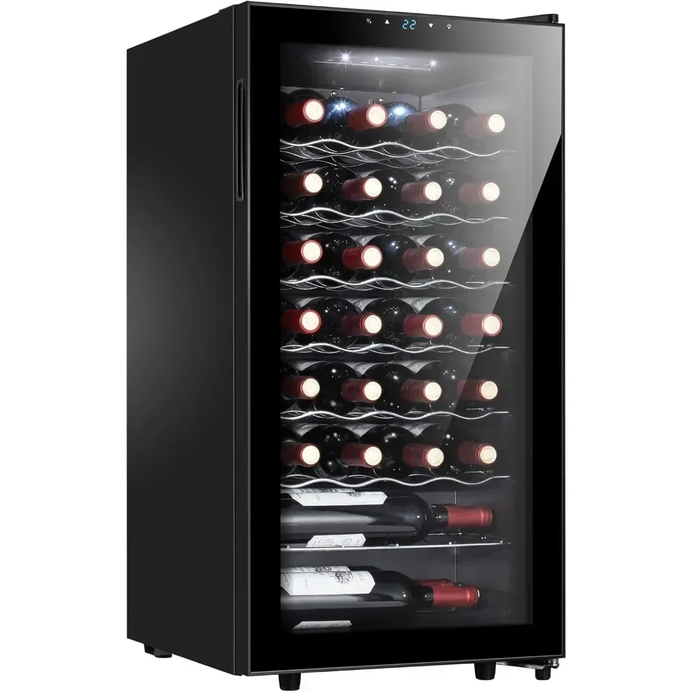 28 Bottle Compressor Wine Refrigerator, Small Freestanding Wine Fridge for Red, White and Champagne