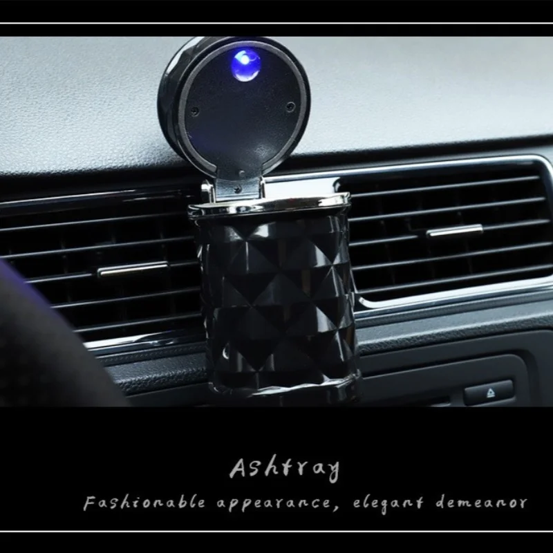 Car Ashtray Cigarette Cup With Lid LED Light Portable Detachable Vehicle Holder Auto Accessories