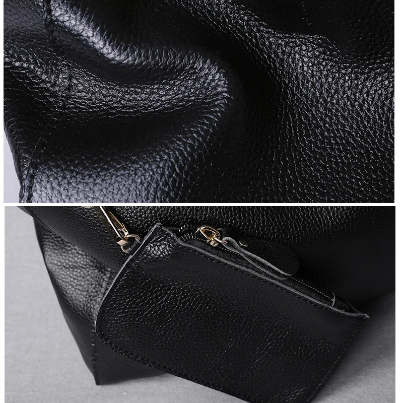 Genuine Leather Bag Women Casual Tote Female Luxury Simple Fashion Handbag Lady Cowhide Leather Daily Use Shoulder Shopping Bag - 图片 4