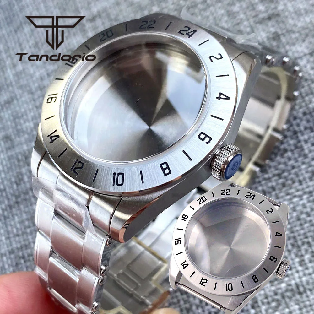 

39mm Stainless Steel Watch Case Bracelet Fixed Bezel Domed Sapphire Glass Fit NH34 NH35 NH36 ETA2824 PT5000 Automatic Movement