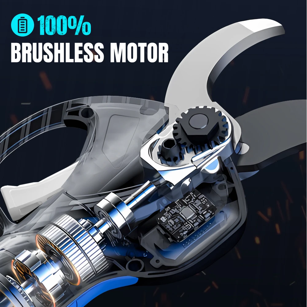 SW-718 28mm Rechargeable Battery Cordless Brushless Motor Electric Pruning Shear  Brush Motor Set Woodworking Tool Garden Tool 2