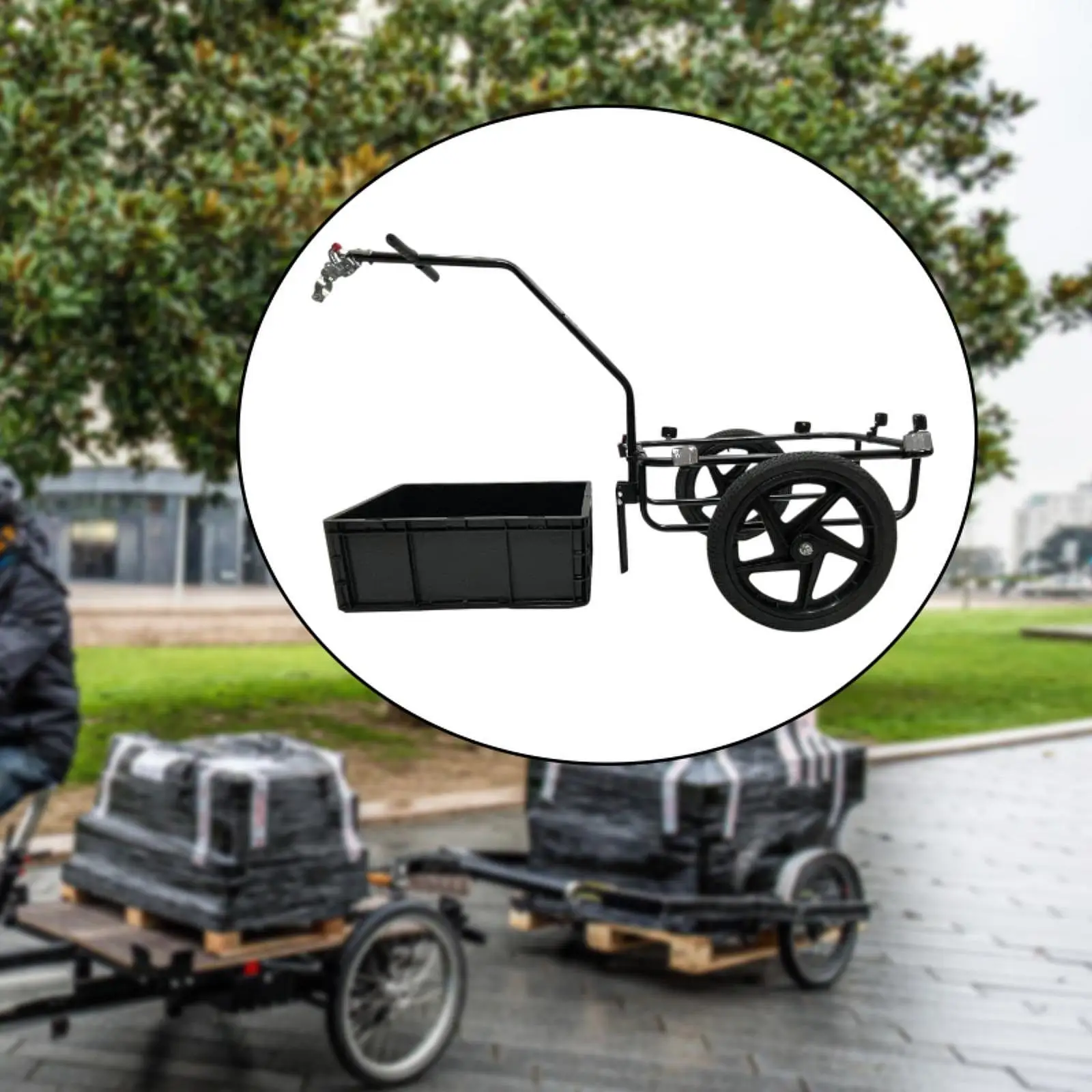 Towable Bike Cargo Trailer with Wheels Universal Portable Bicycle Wagon Cart Transportation for Trips Shopping Garden Camping