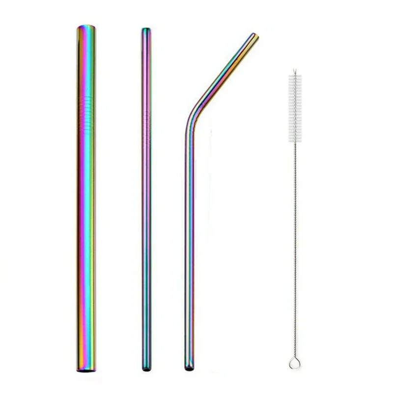 Eco-Friendly Stainless Steel Reusable Straw Set with Cleaning Brushes
