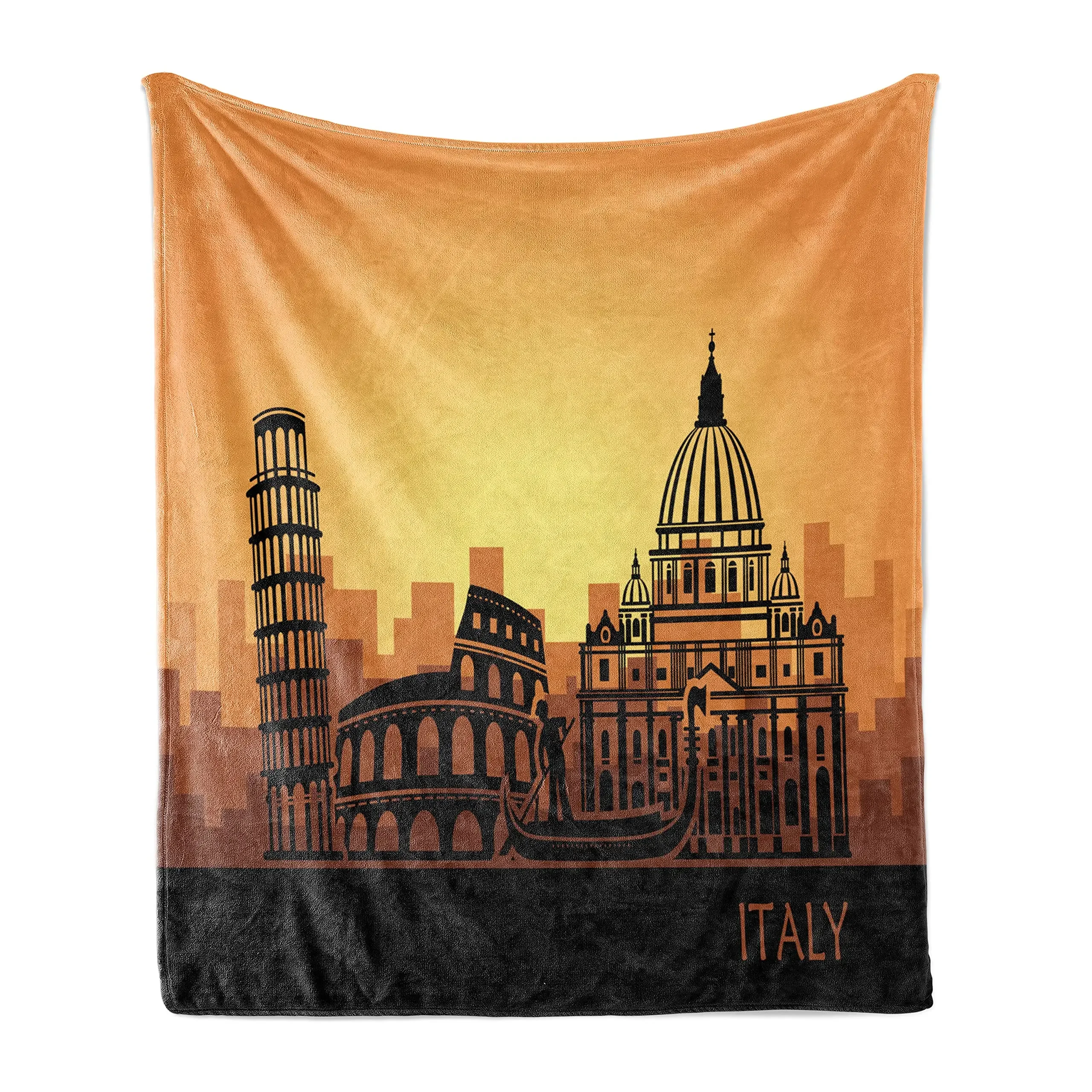 thumbnail image 1 of Manta de franela suave con vista a la antigua calle mediterránea con casas de piedra en la ciudad rural de Italia para regalo de adultos, 1 of 5