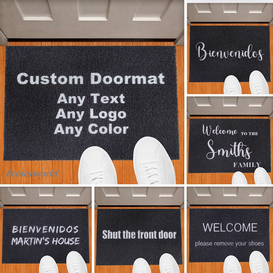 Personalized Doormat Entrance Welcome Mats Hallway Doorway PVC Rugs Custom Floor Mat Carpet Dust Proof Any Color Any Logo 2