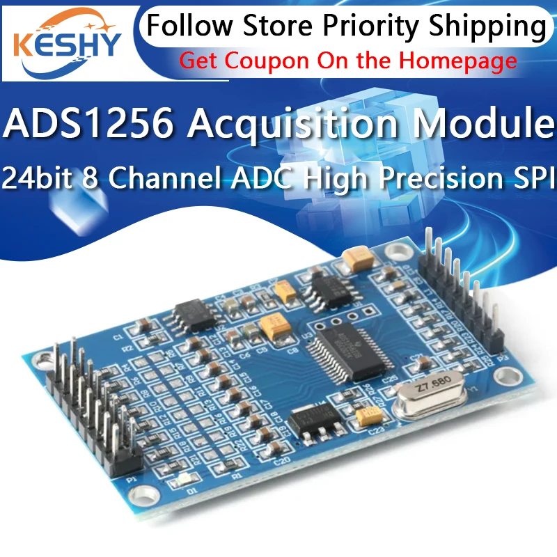 ADS1256 24bit 8 Channel ADC AD Module High Precision 30ksps ADS1256IDB ...