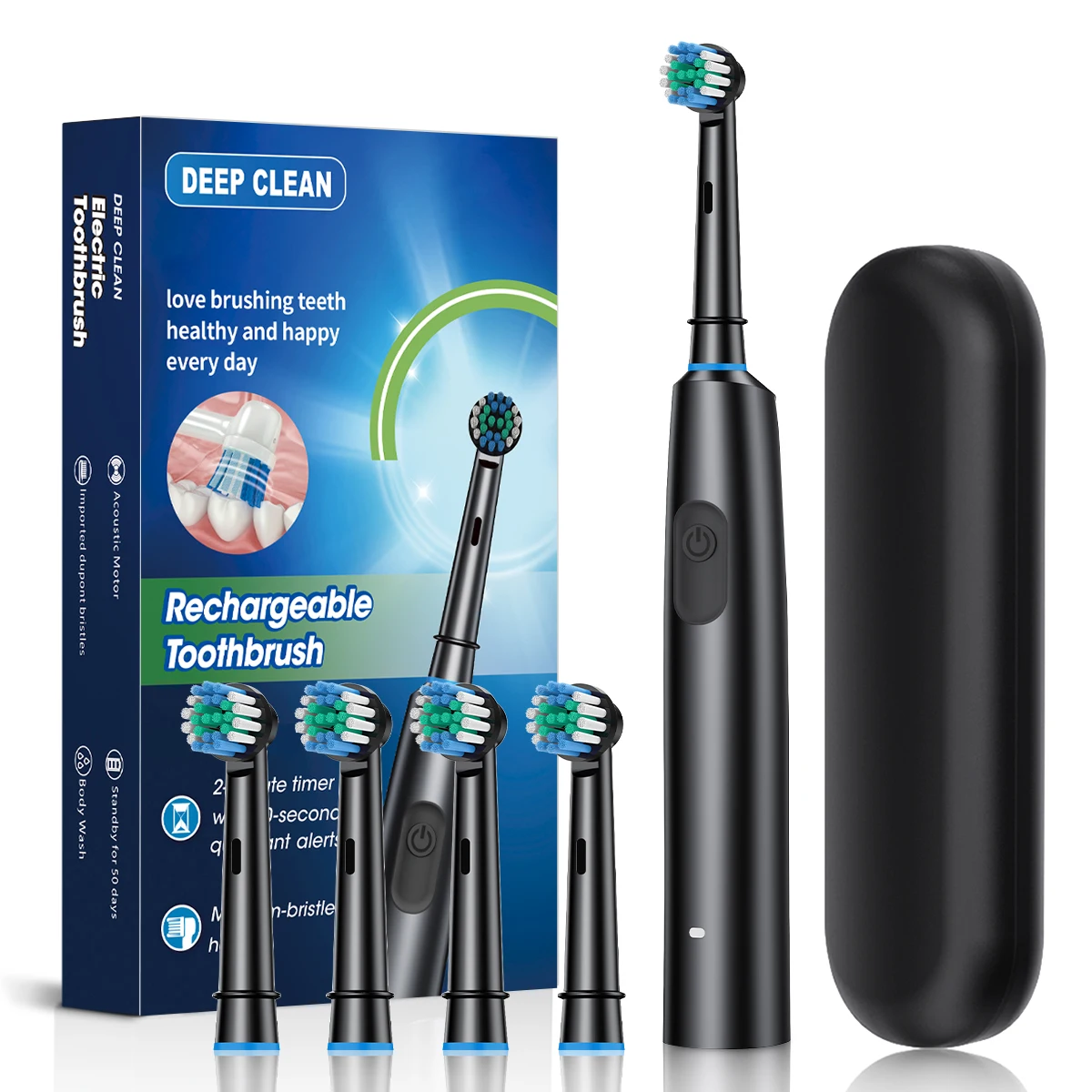 Electric Toothbrush Rotary Rechargeable For Adults Rotating Toothbrushes with 8 Soft Brush Heads electric toothbrush