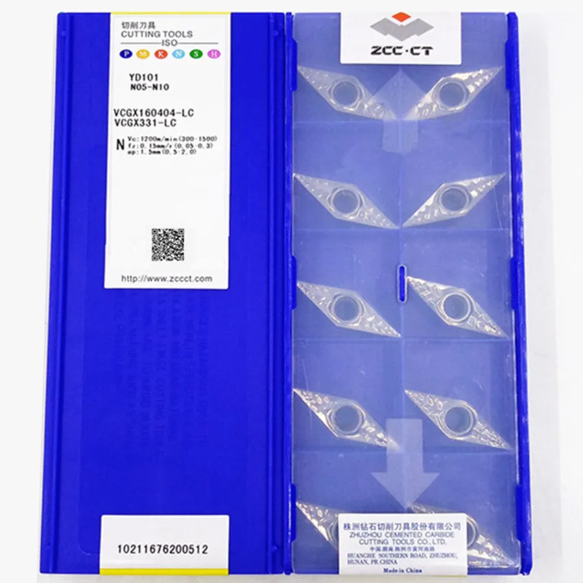 VCGX160402-LC YD101/VCGX160404-LC YD101 YBG101/VCGX160408-LC YD101/VCGX160412-LC YD101 ZCC.CT CNC 초경 선삭 서멧 인서트